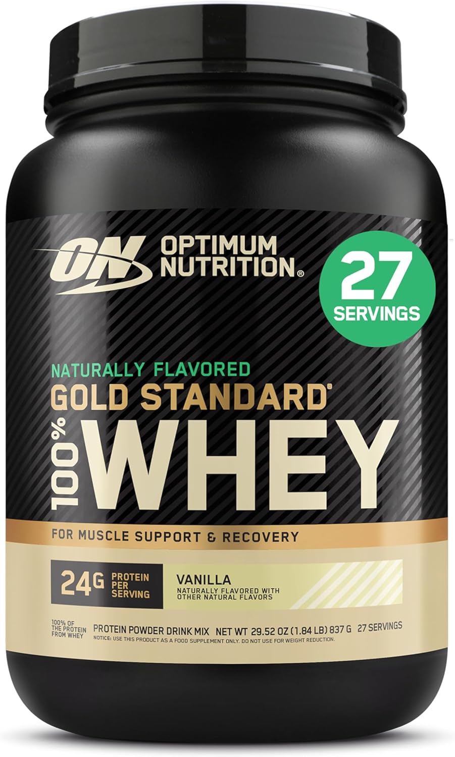 Optimum Nutrition Gold Standard 100% Whey Naturally Flavored Protein Powder, Vanilla, 1.9 Pound (Packaging May Vary)