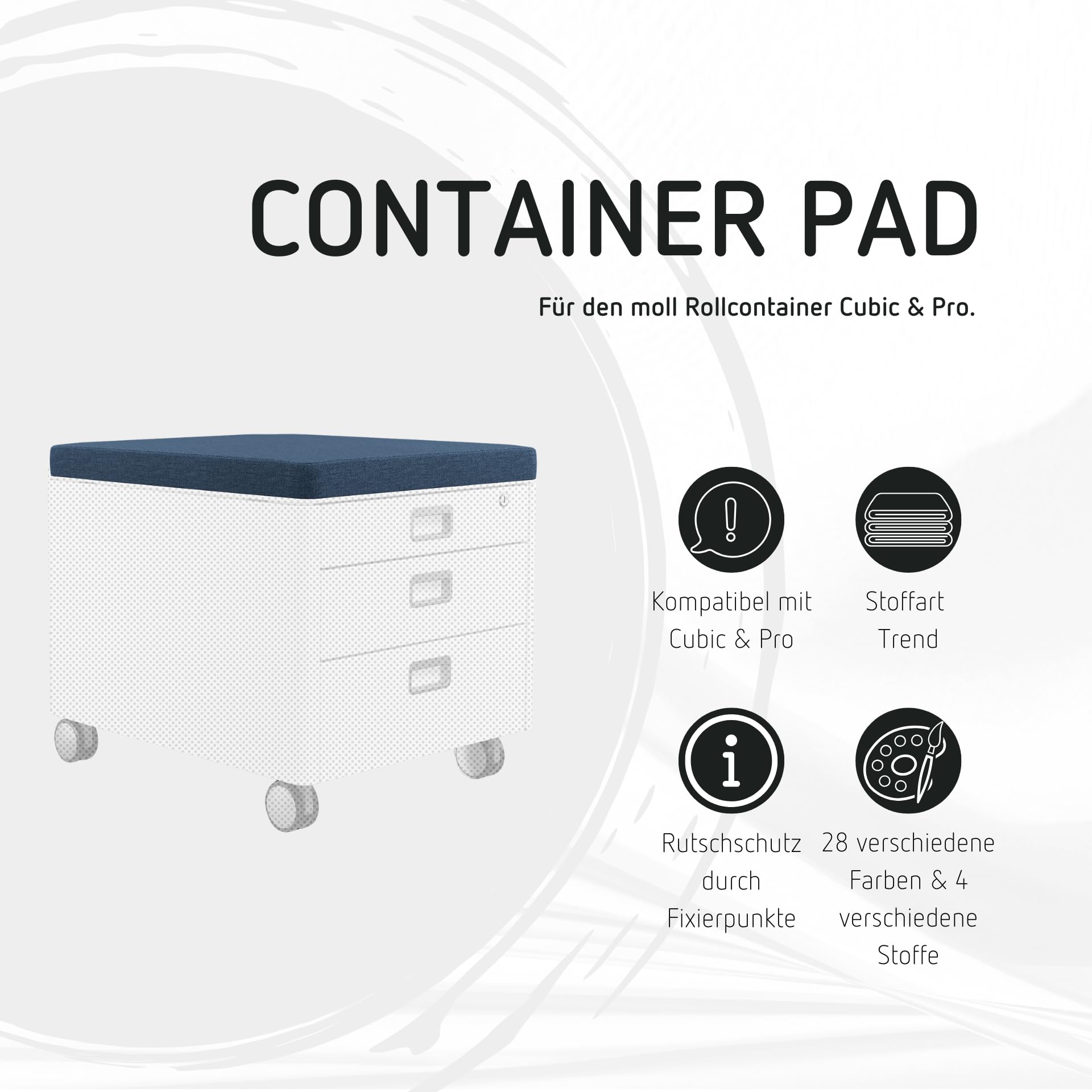 Moll Pad Sitzkissen für Rollcontainer | Bequeme Sitzauflage für Pro & Cubic | abnehmbar & pflegeleicht | ideale Ergänzung Kinderschreibtische | Made in Germany