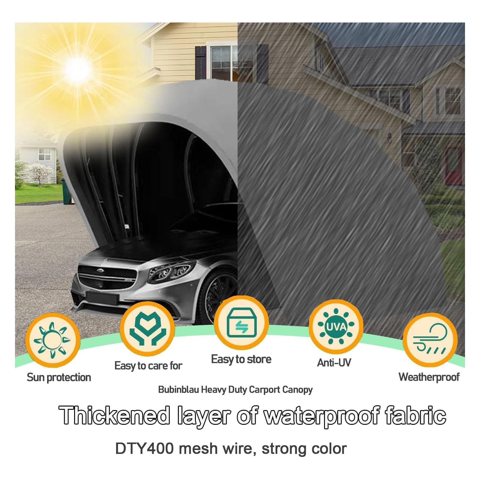 19,3 X 8,8 Fuß Hochleistungs-Carport Für Den Außenbereich, Großer Push-Pull-Carport, Teleskop-Autodachgarage, Faltbares Bootsschutzzelt, Für Auto, SUV, Grün, Manuell