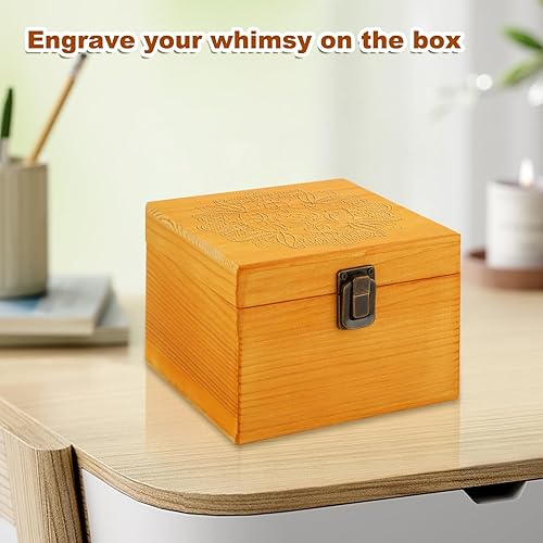 Miniatura 3 de 4 cajas de almacenamiento de madera vintage con tapa con bisagras y cierre frontal, cajas pequeñas de recuerdo de 5 x 5 x 4 pulgadas con tapas,