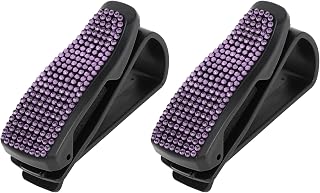 Car Sun Visor Sunglasses Holder/Front Sun Visor Eyeglasses Clip with Ticket Card Clip for Car SUV Truck/Durable Visor Panel Organizer ABS / 2 Pcs Purple Faux Diamond