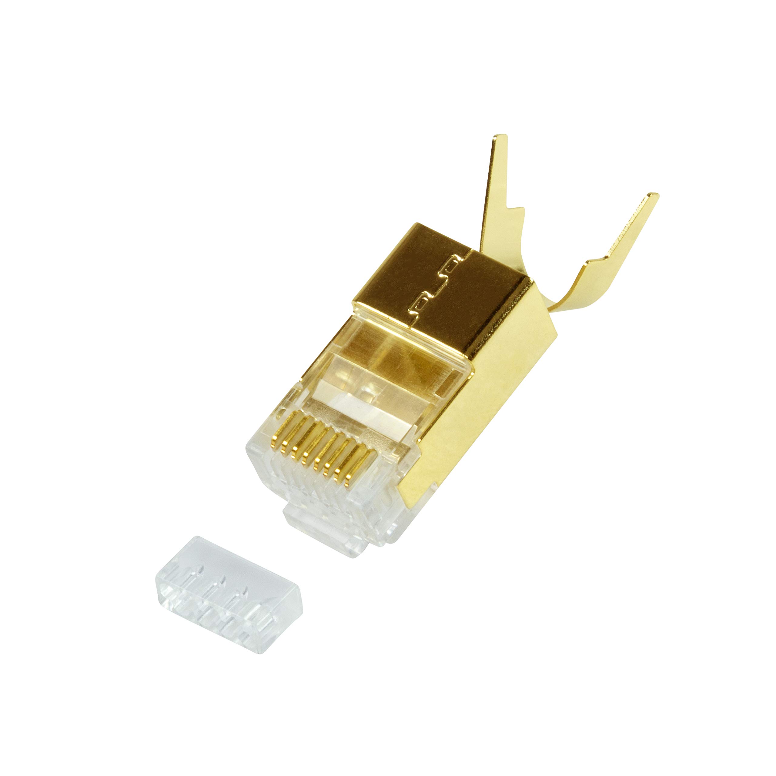 Lot de 10 fiches à sertir Cat 7 7 7A, Cat 6A Cat 8.1 blindées pour câble réseau Ethernet Gigabit jusqu'à 8 mm 10 Go Gris Connecteurs RJ45