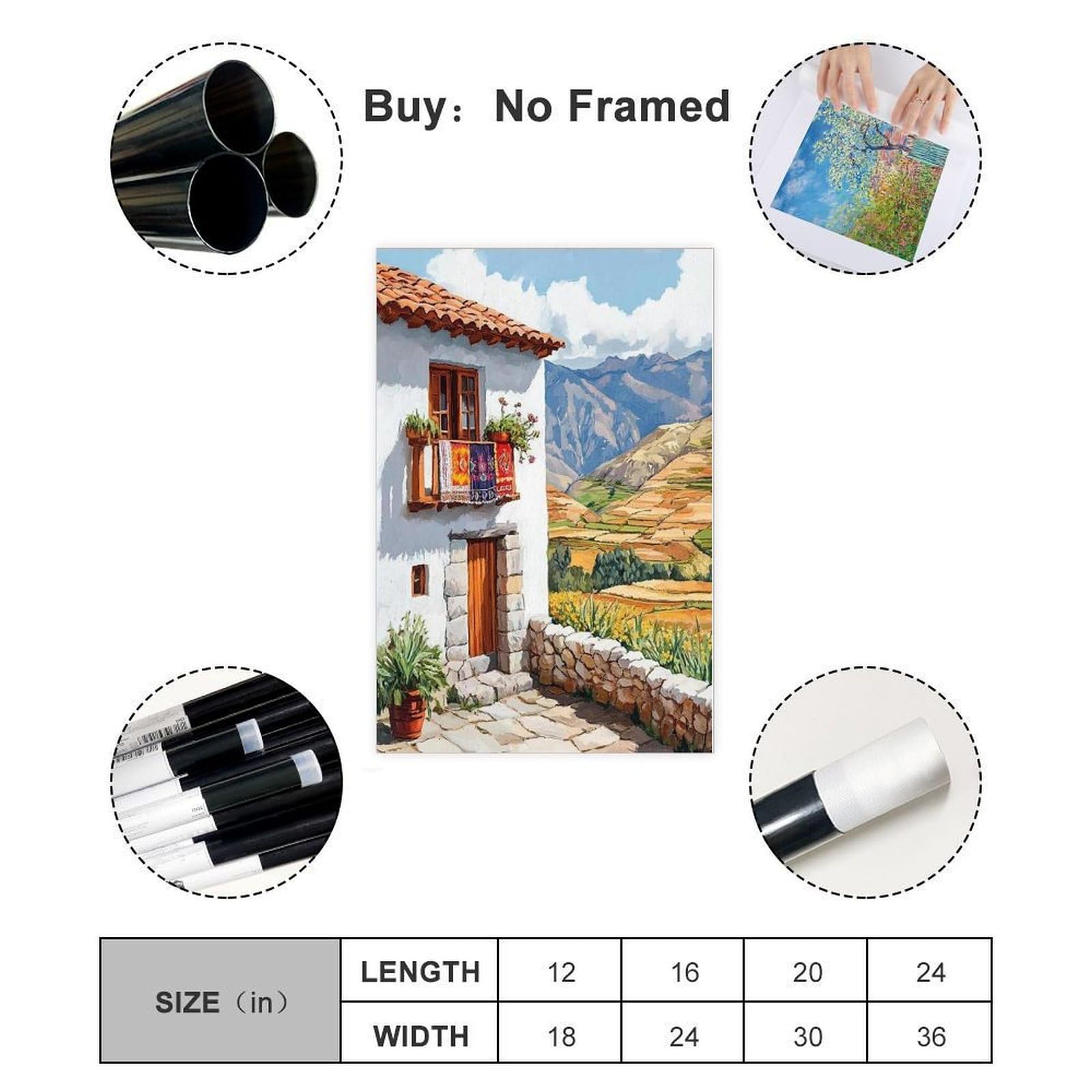 Kunstdruck Peruanische Anden, traditioneller Kunstdruck auf Leinwand, Poster für Schlafzimmer, Büro, Schlafzimmer, Geschenk, 61 x 91,4 cm (L x B)