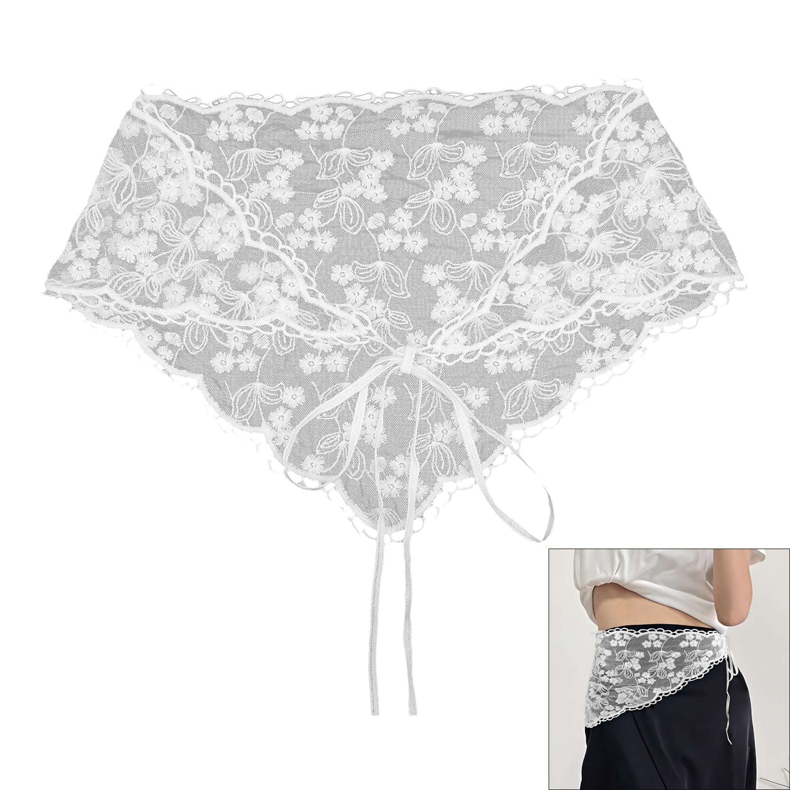 FUYISEN Girls Lace Bandana Balletcore Headscarf Embroidered Bandana Hair Scarf Headwear Turban Balletcore Photo Props