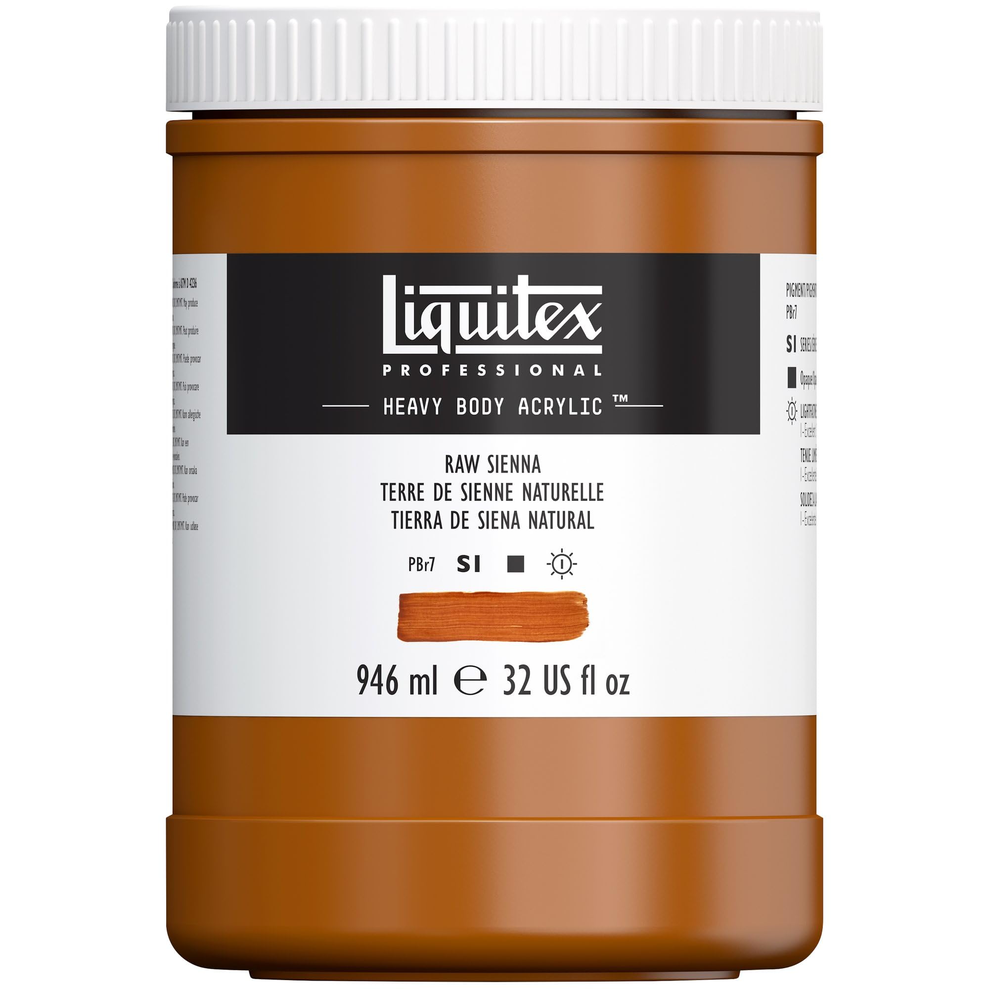 Liquitex 4413330 Professional Heavy Body Acrylfarbe in Künstlerqualität mit ausgezeichneter Lichtechtheit in buttriger Konsistenz, 946ml Topf - Siena Natur