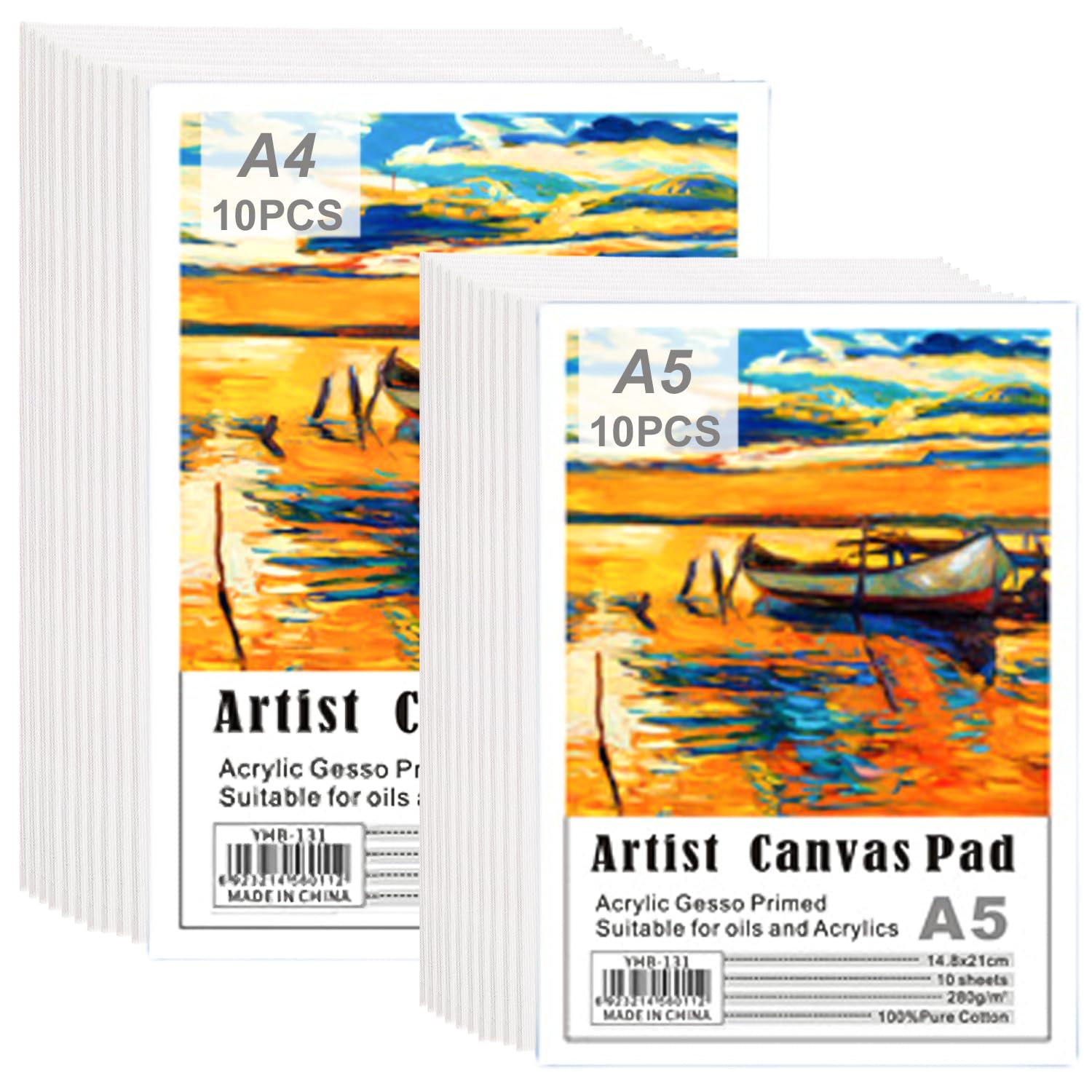 10 Tele Per Dipingere 20x20 Cm - Per Olio, Acrilico, Gouache, Cotone Gessato - Foto 2