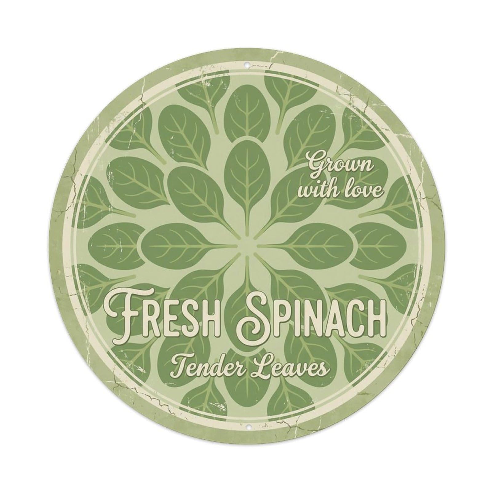 Cxhjca 8X8inch(20X20cm) Vintage Cottagecore Garden Spinach Tender Leafy Metal Tin Sign