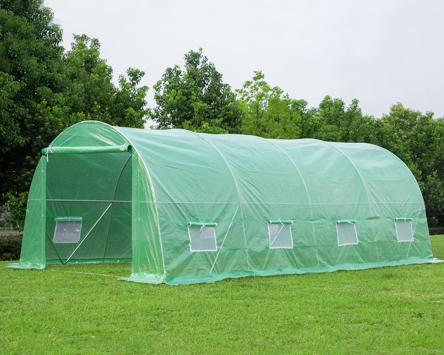 EROMMY 20' x 10' x 7' Greenhouse Large Gardening Plant Hot House Portable Walking in Tunnel Tent, Green House for Outside Winter Heavy-Duty with Reinforced Frame & 8 Screen Windows, Green