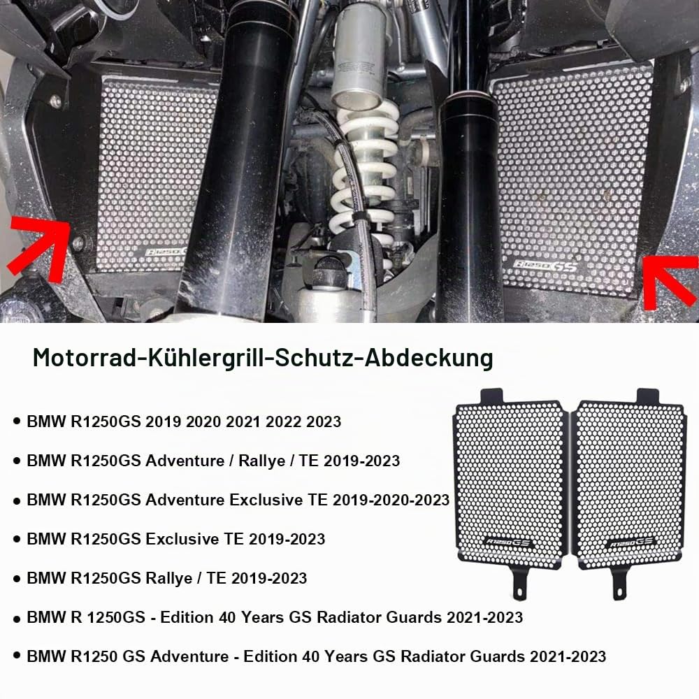R1250GS 2019-2024 Kühlerschutz Schützende Kühlergrillabdeckung | Für R1250GS R1250 GS Adventure Rallye Exclusive TE 2019-2024