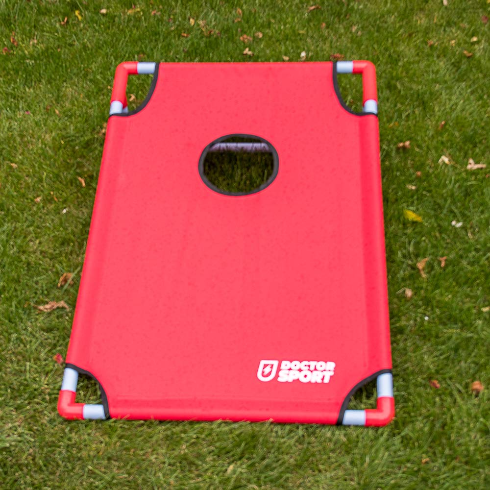 Set doppio Cornhole blu-rosso con borsa per il trasporto, 8 bean bags, cloruro di polivinile (PVC), 6 kg, gioco americano, completo per interni ed esterni