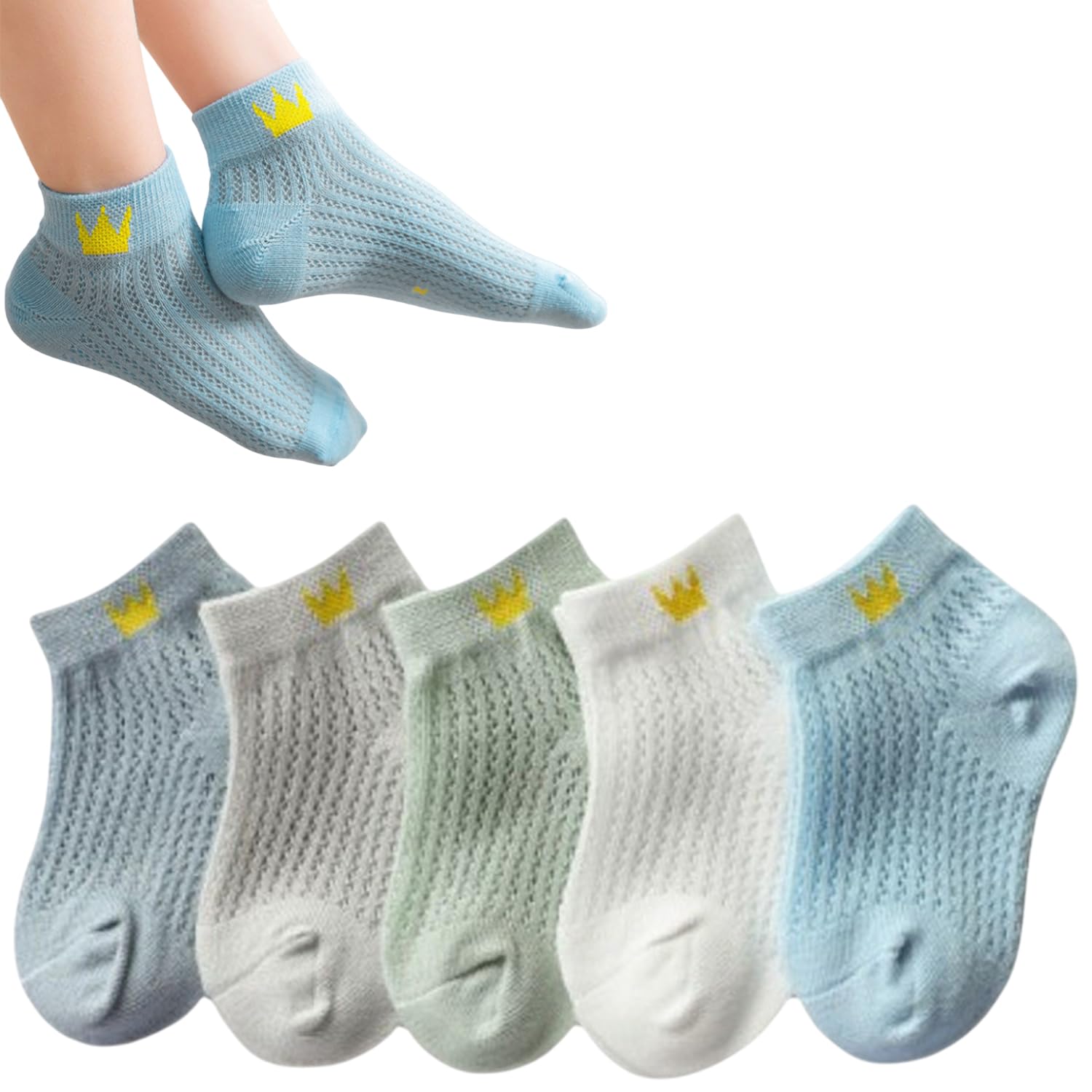 5 Pairs Baby Girl Boys Tube Socks - Toddlers Infant Solid Color Boat Spring and Autumn Stretch Socks-image-10