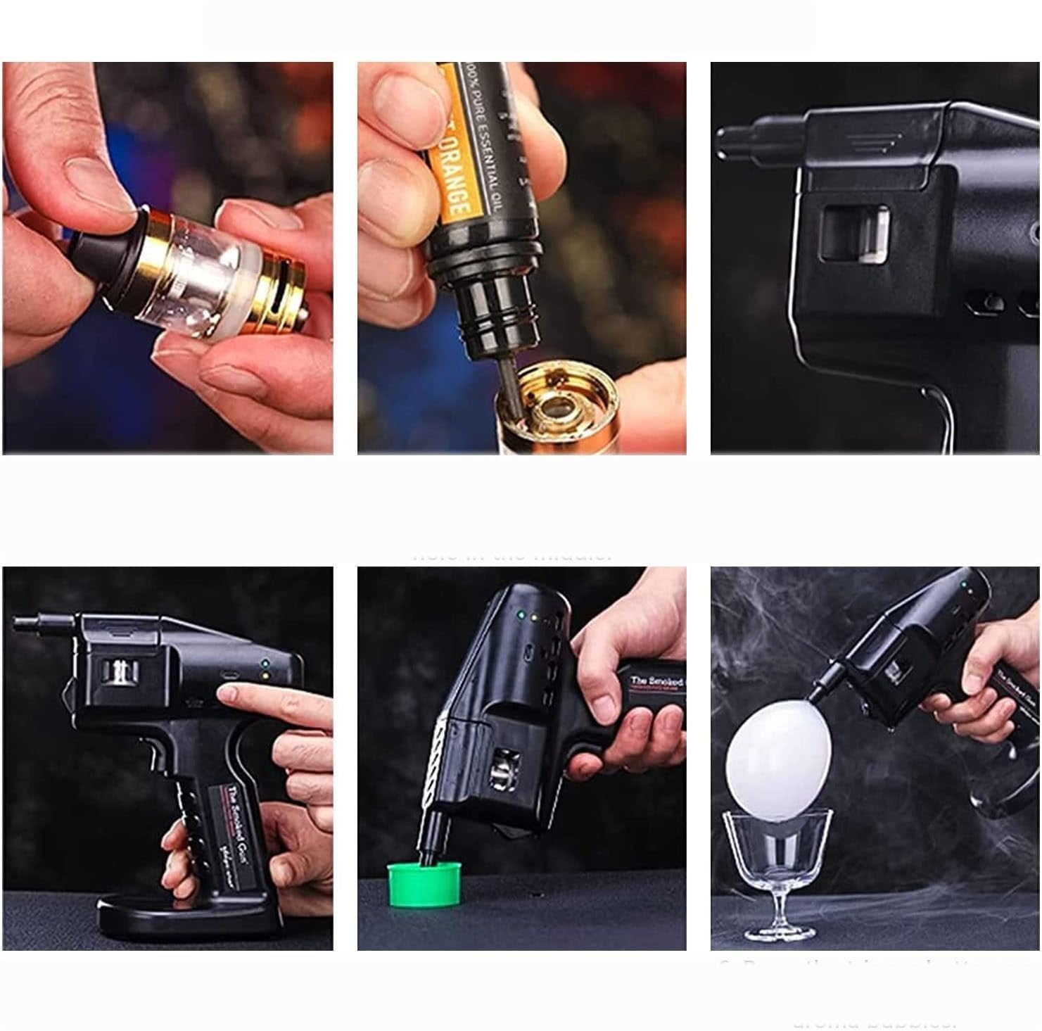 Pistola De Humo For Cócteles, Infusor De Humo For Cócteles Con Burbujas Ahumadas De Mano, For Ahumar Alimentos Fríos En Barbacoa, Fácil De Transportar, Carga Por USB, Con Líquido For Burbujas Y Aceite