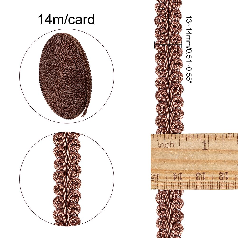 GORGECRAFT 15.3 Yards Polyester Woven Gimp Trim 0.5 inch Wide Braid Lace Trim Centipede Decorated Lace Ribbon for Costume DIY Crafts Sewing Jewellery Making Home Decoration (Brown)
