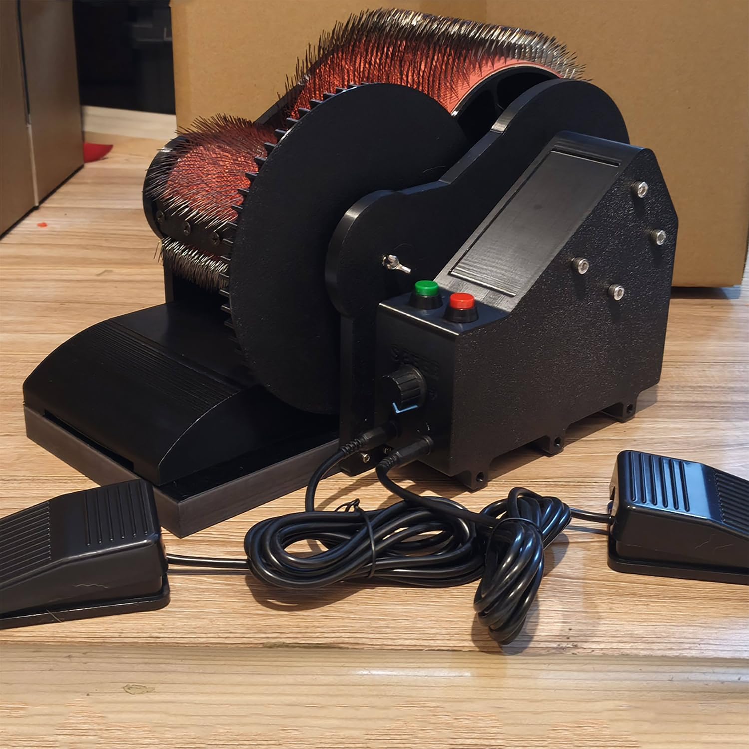 Wollkardiermaschine, Wolltrommelkardierer Für DIY-bastelarbeiten, Einstellbare Vorwärts- Und Rückwärtsgeschwindigkeit, Mit Fußpedal, Schnellmischrad Für Wolle, Zum Kardieren Von Wollfasern