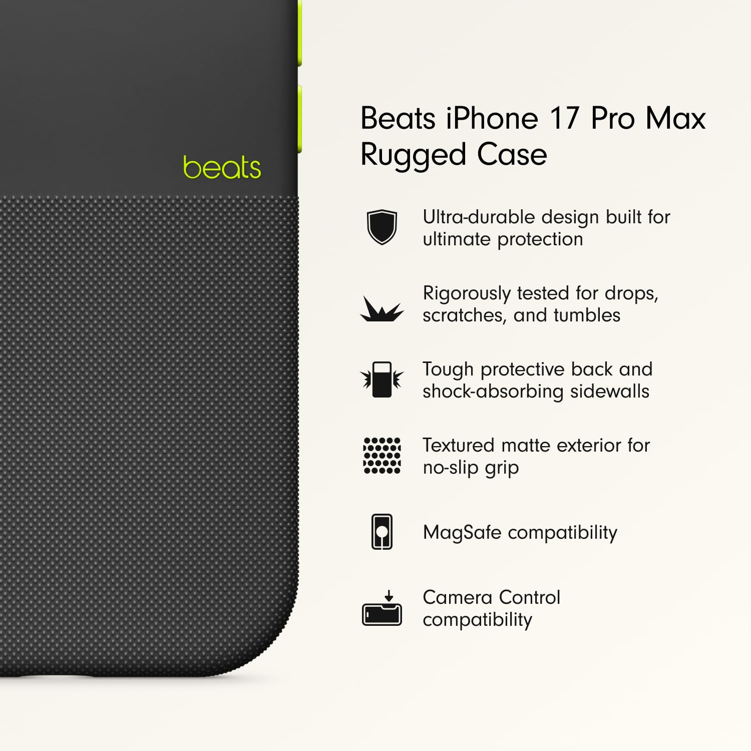 Beats Capa Reforçada para iPhone 17 Pro Max com MagSafe e Controle