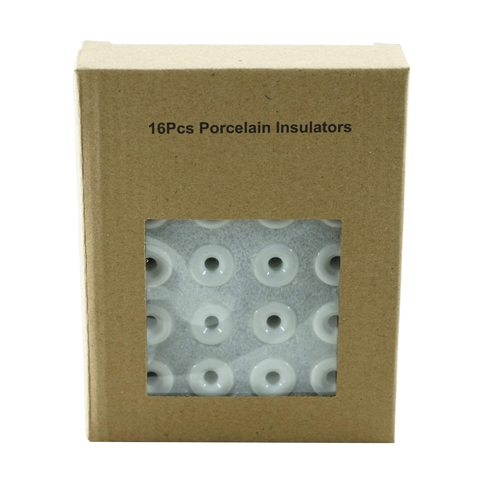 Pack Aisladores de Porcelana Blanca para Cables Trenzados 16u para Cable textil Instalación Eléctrica Vintage,Diámetro:20 mm