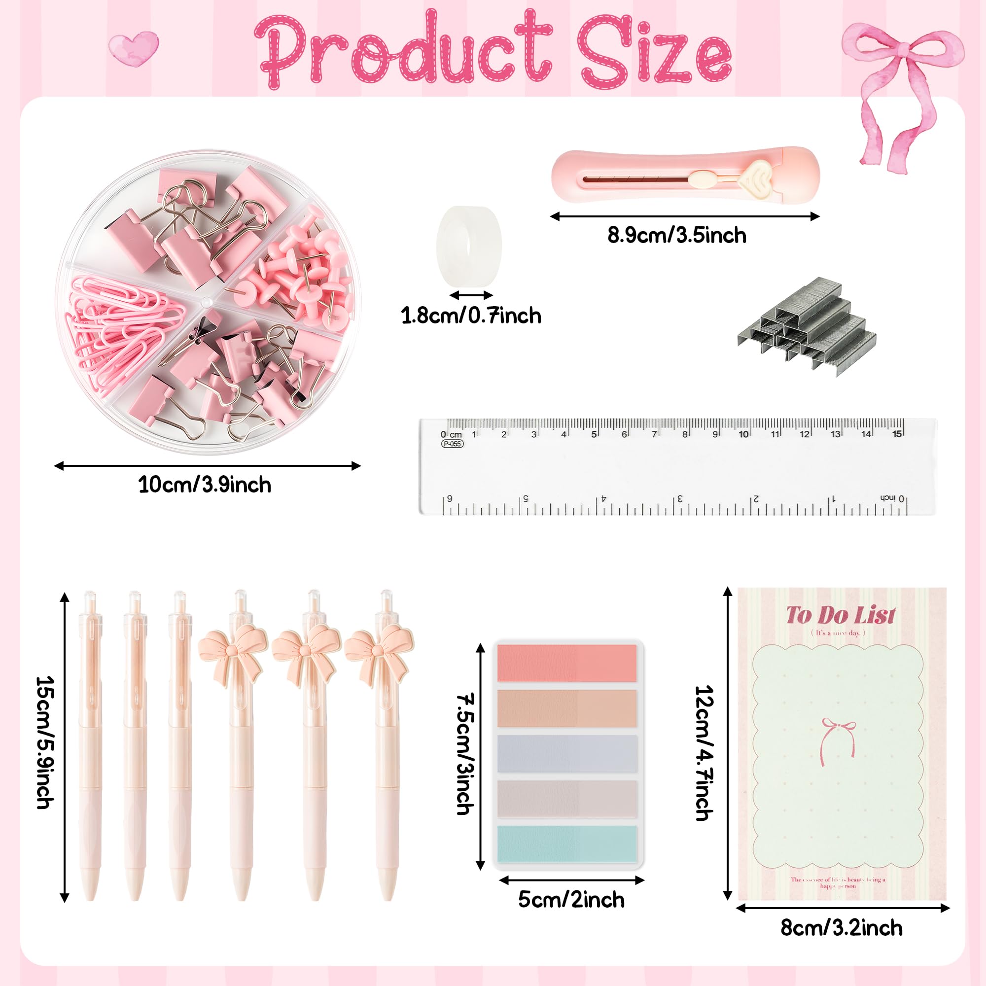WATINC Accessori per organizer da scrivania rosa, 21 pezzi, per ufficio e scuola, con organizer da scrivania in rete, portapenne, dispenser per nastro, righello, clip, supporto per telefono, kit di