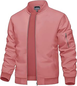 TACVASENMen's Bomber Jacket Lightweight Casual Spring Fall Windbreaker Zip Up Coat with Pocket