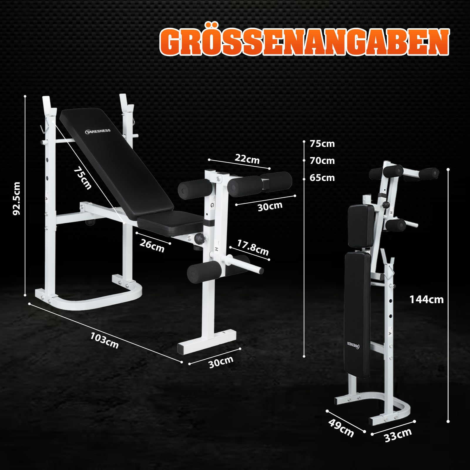 LEADZM Plegable Banco de musculación Ajustable con soporte para mancuernas, respaldo/asiento ajustable en tres posiciones, adecuado para entrenamiento físico completo, capacidad de carga 200 kg