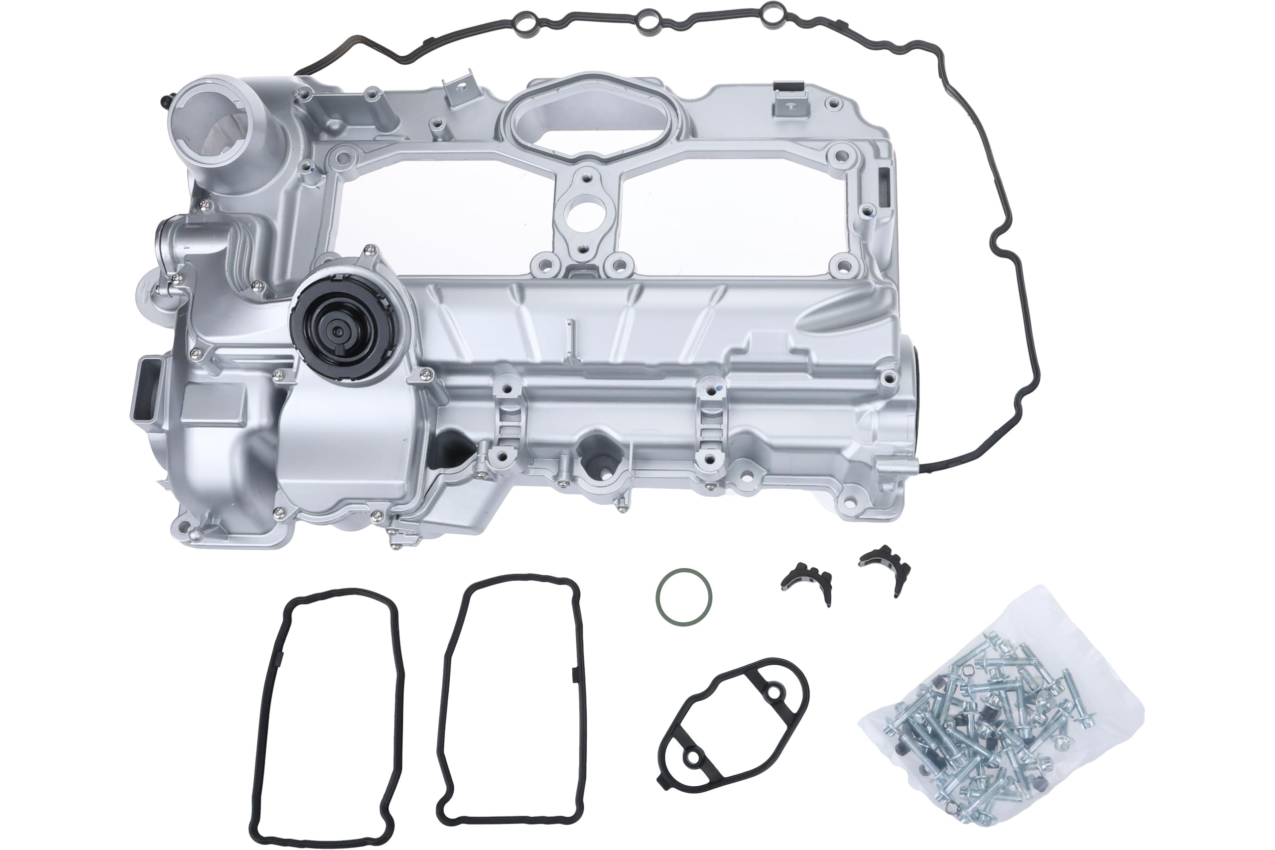 URO Parts 11127588412 Valve Cover, Aluminum, Aluminum vs OEM Plastic; Includes ACM gasket, bolts, and bolt sleeves