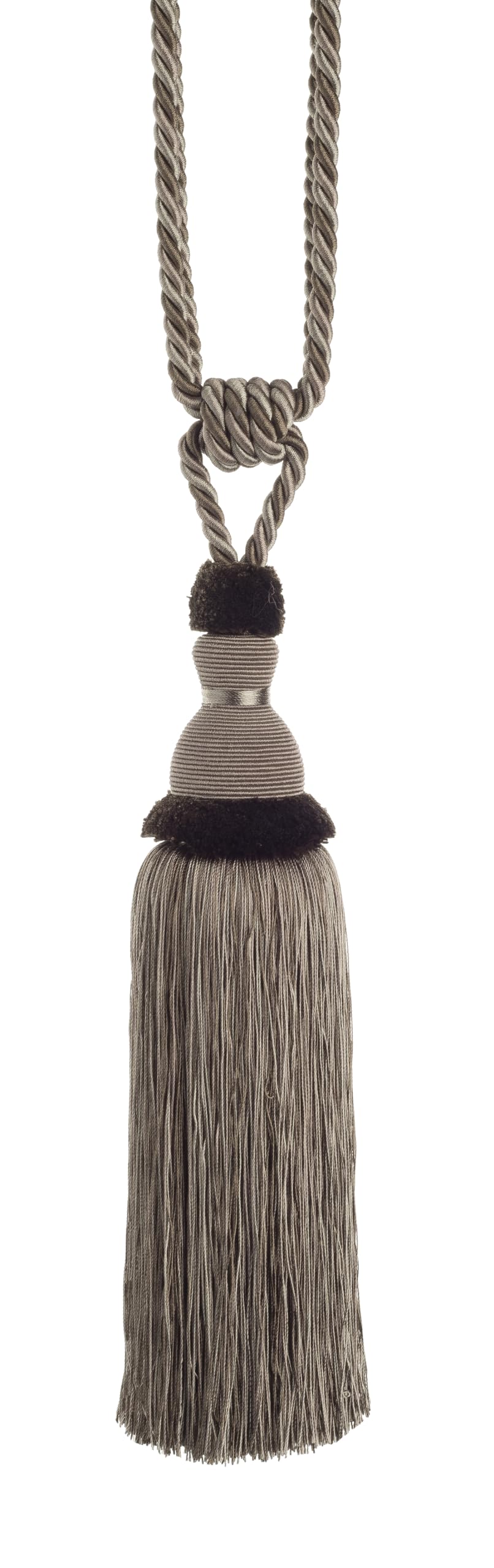 Swish Taupe Moulin Ruffle Coset Tasseled Curtain Tie Back,