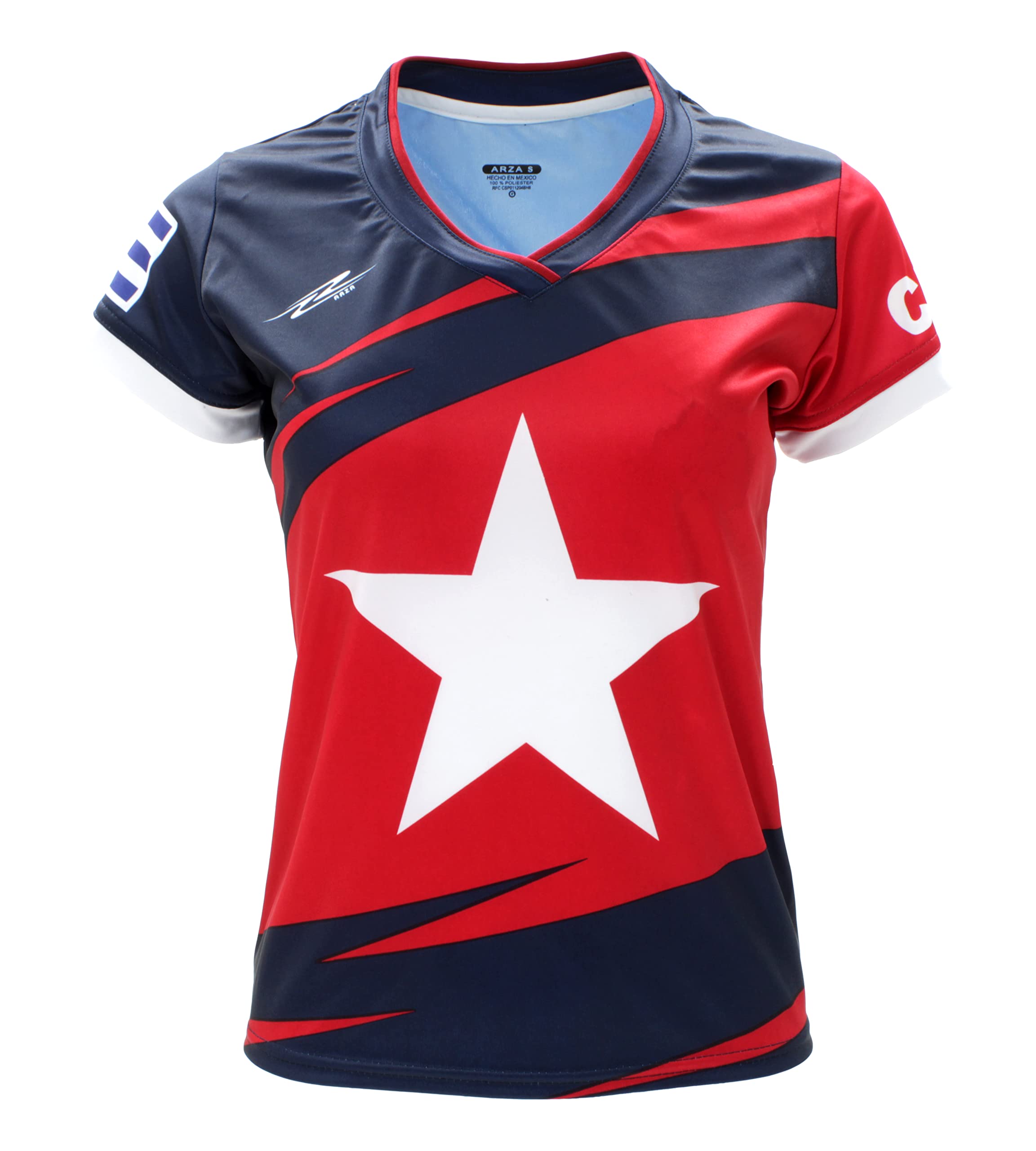 Arza Sports Cuba Women's Fan Soccer Jersey Slim Fit Red/Blue (as1, Alpha, s, Regular, Petite)