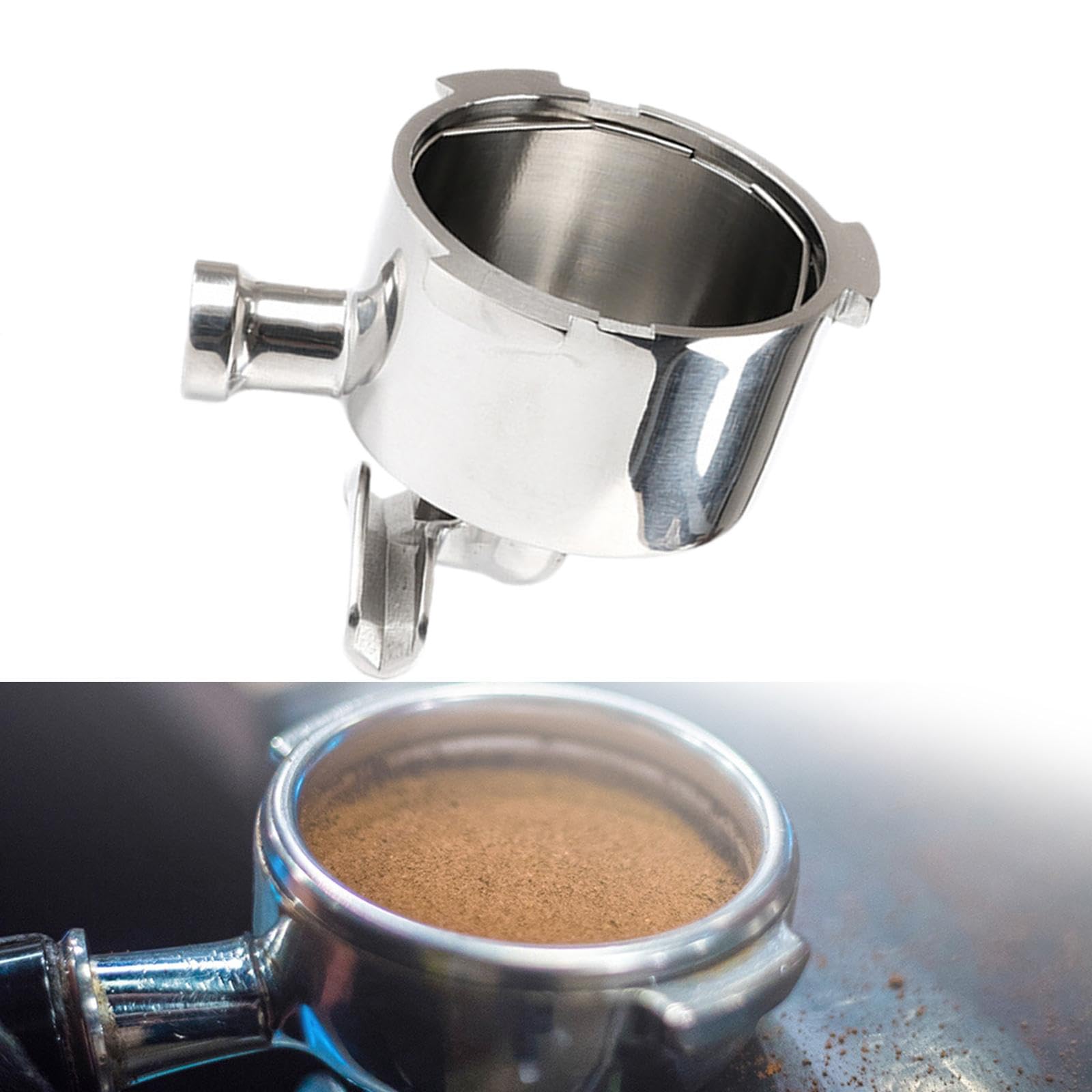 Fenteer Portafiltro de Acero Inoxidable Ligero, Repuesto, Accesorios para Cafeteras, 3 Asas para EC785 EC685 EC680, sin cesta de filtro, tal como se describe