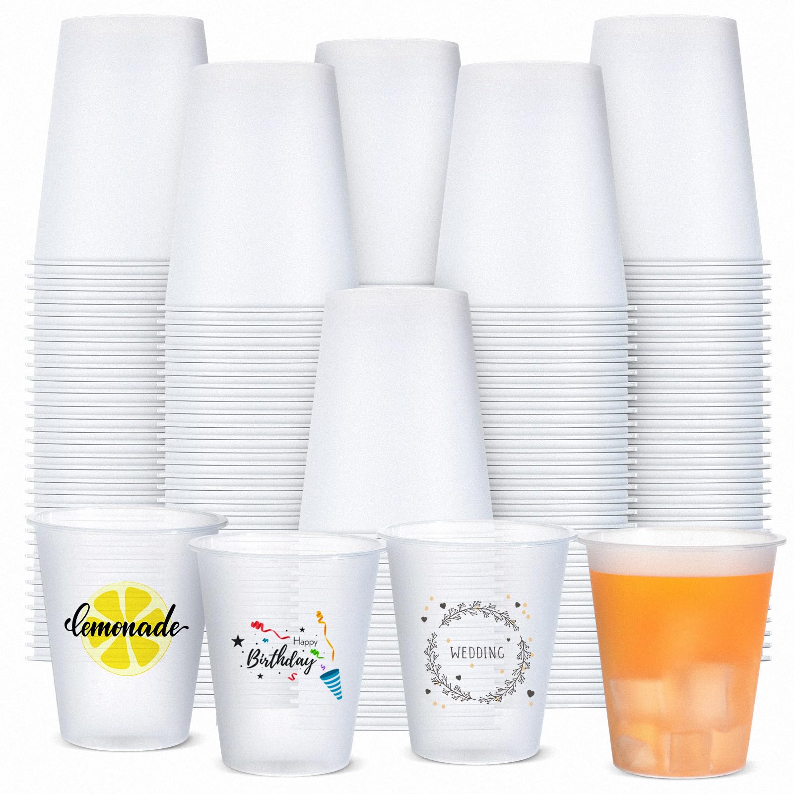 Amazon.com: Jingmore 100 Pcs 12 oz Clear Frosted Plastic Cups Bulk for  Wedding Stadium Blank Plastic Drinking Frosted Cups Disposable Party  Tumblers for Wedding Painting Stadium Events Marketing (White) : Health &  Household