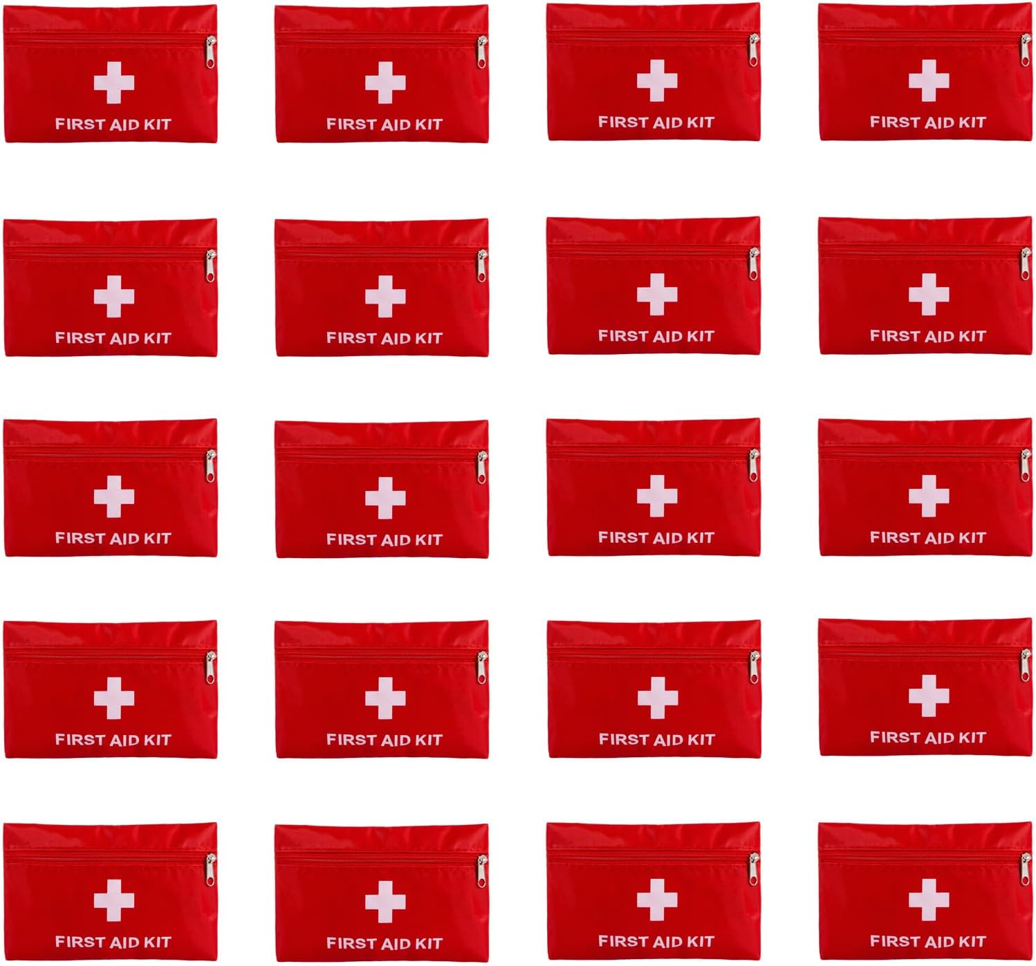 First Aid Bags Empty,Mini First Aid Pouch Empty,Mini First Aid Kit Bulk,Zipper Pouches for Emergency,Travel and Outdoor (Red 20 Pack, 4.3 * 6.3 inch)