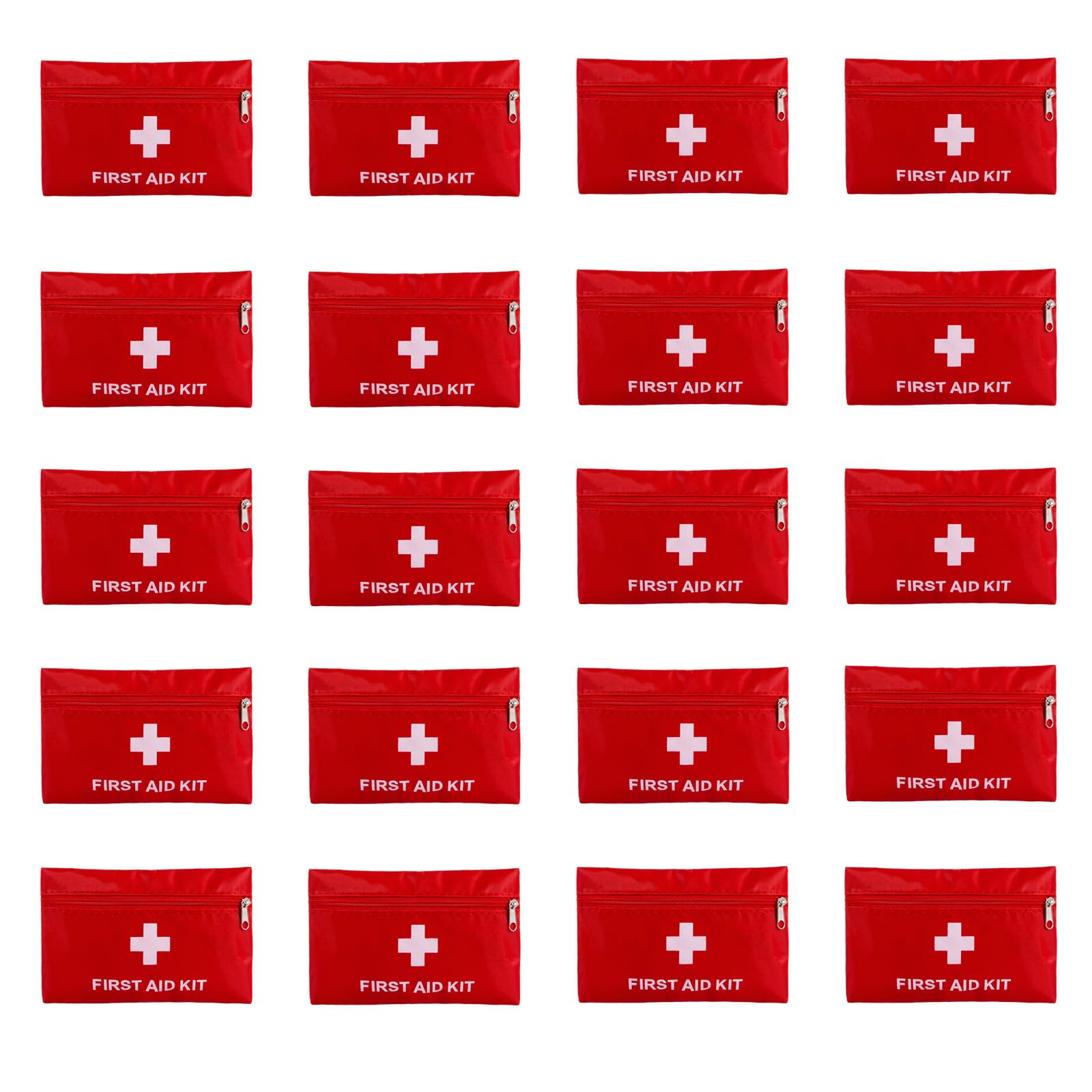 WEESTAAMO 20 Pack Empty First Aid Bag Small (16x11cm) - Red Medical Pouch for Travel, Mini Medicine Storage Bag for DIY First Aid Kit, Car, Office, School & Team Sports (Empty Case)