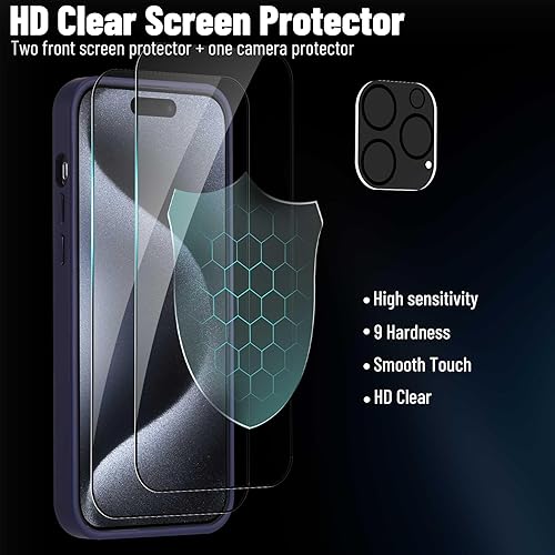 Miniatura 2 de Funda magnética para iPhone 15 Pro Max, funda magnética fuerte protección contra caídas de grado militar con protector de pantalla, marco suave y