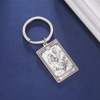Vista 3 de TEAMER Skeleton Tarot Cards Keychains Stainless Steel Amulet Marigold Tarot Card Major Arcana Keyring for Keys Cars Bags