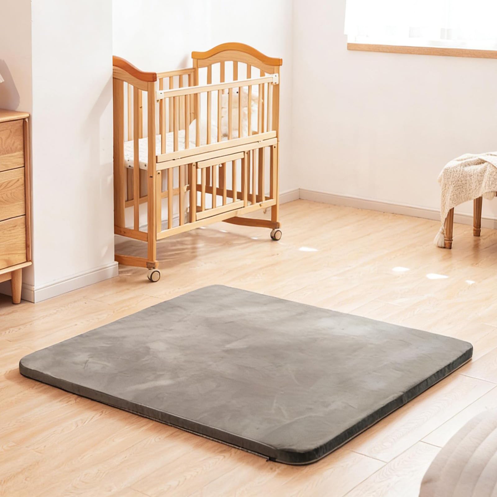 Uniency Thick Foam Floor Mat, 79"x71" Non-Slip Soft Cushioned Mat for Home & Office, Non-Toxic Floor Cushion for Living Room, Bedroom, Yoga, Pets & Play(Grey)