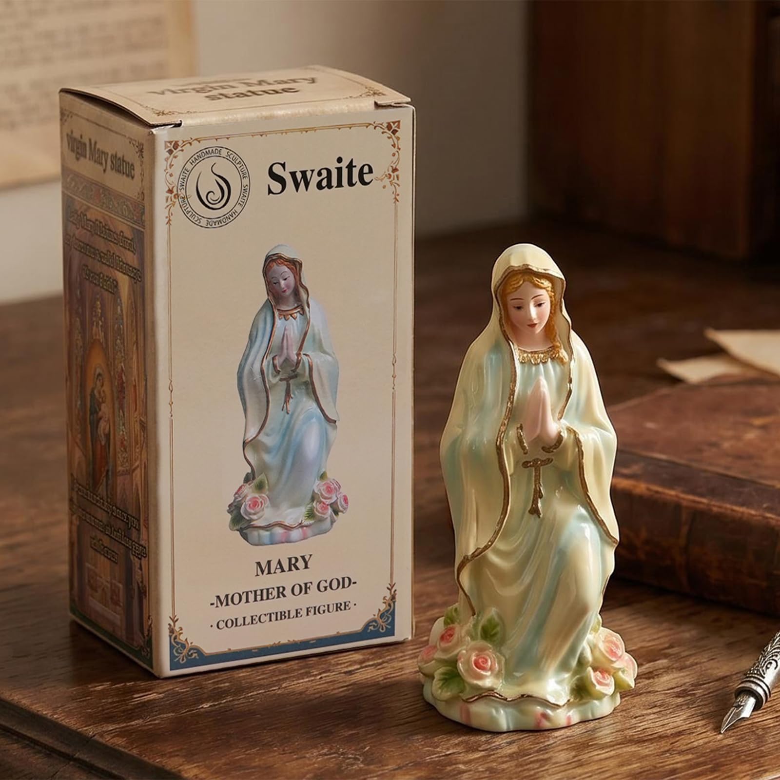 Swaite Virgin Mary Statue, 4.8 Inch Catholic Blessed Virgin Mother Mary Statues,...