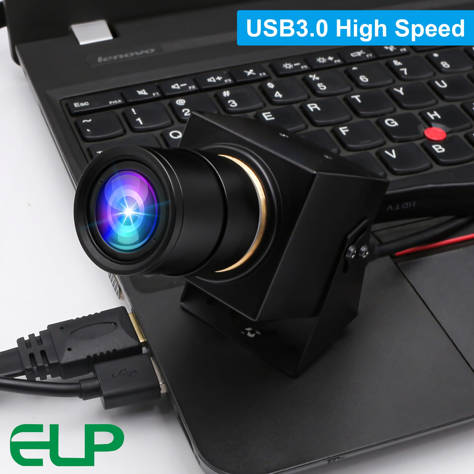 ELP Webcam USB 3.0 4K 60fps - Uscita HDMI per TV/Monitor - Zoom Manuale - Videoconferenza PC Camera ad alta velocità - Messa a fuoco variabile H.264