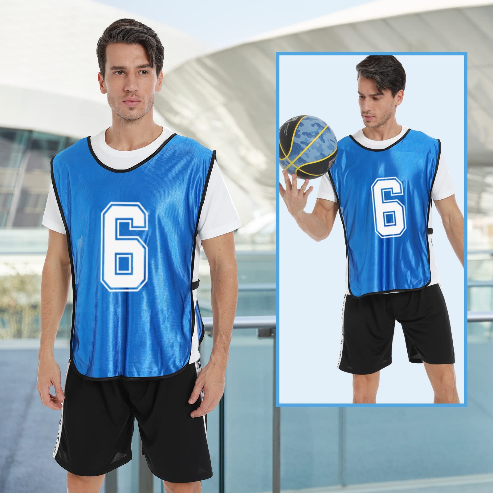 Sports Pinnies, chaleco de práctica numerado para fútbol y baloncesto, juego de 12 unidades
