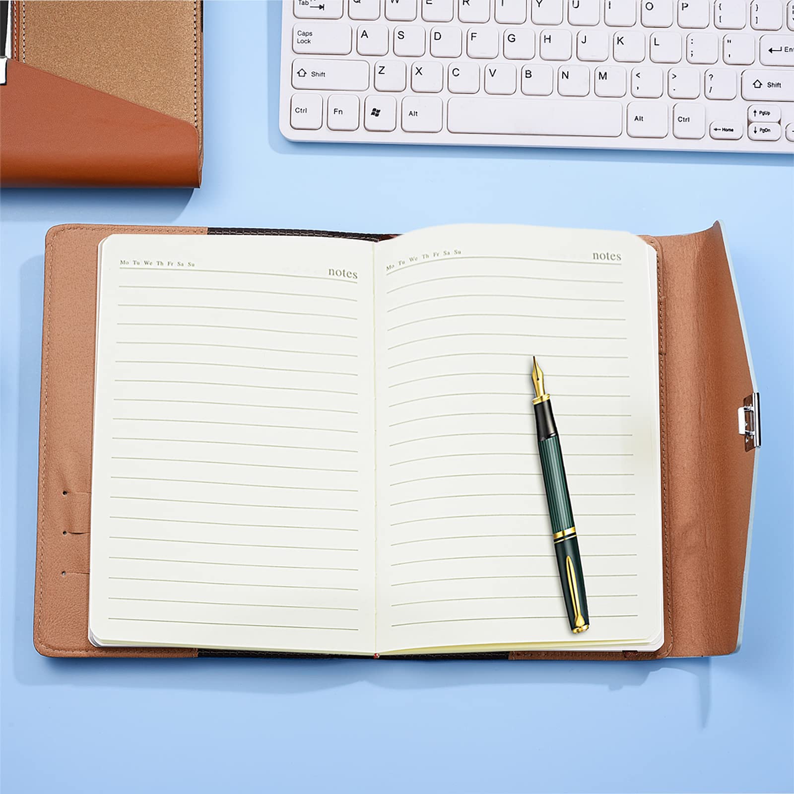 NectaRoy Notebook with Lock, A5 Business Lockable Diary, Locaked Travel Journal with Pen Holder&Card Slots - Image 4