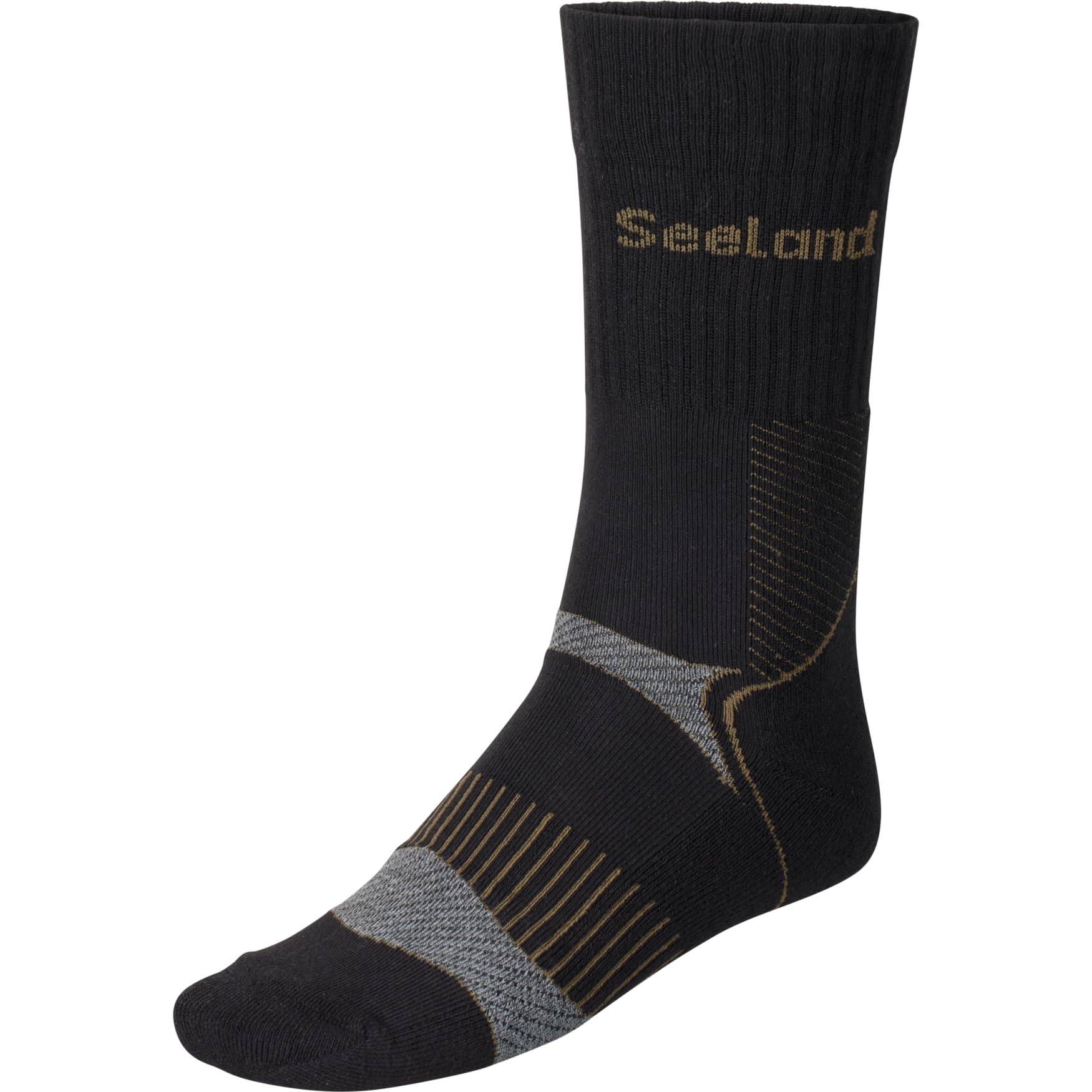 Seeland Brown Field Coolmax Sock – 2Pack Black/Dark Grey - Cooling And Moisture Control, Flat Toe Seam