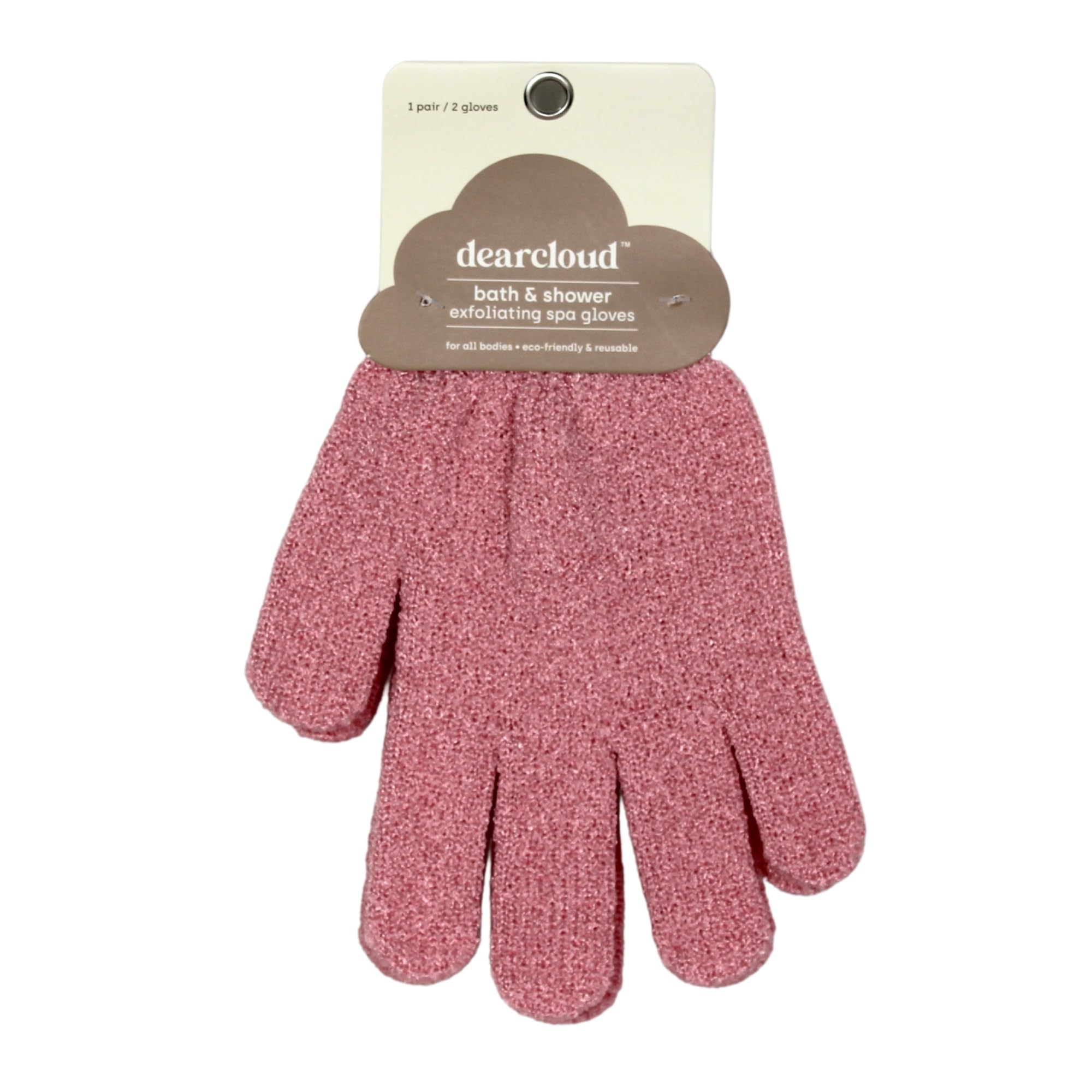 dearcloud Guanti esfolianti da bagno e doccia, set di guanti esfolianti riutilizzabili per il corpo e guanti esfolianti per pelle liscia (rosa e tortora)