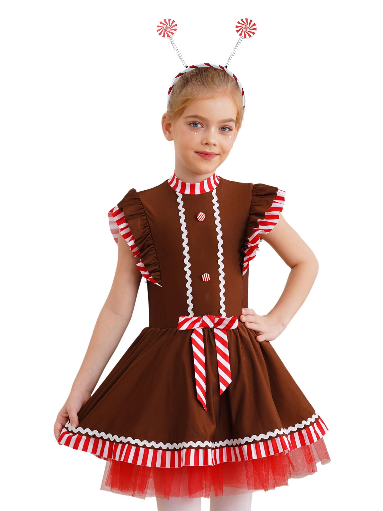 Mädchen Lebkuchenweihnachtskekstanztutuanzug Mit Bonbonkopfbinde Kostüm Braun 15-16 Jahre