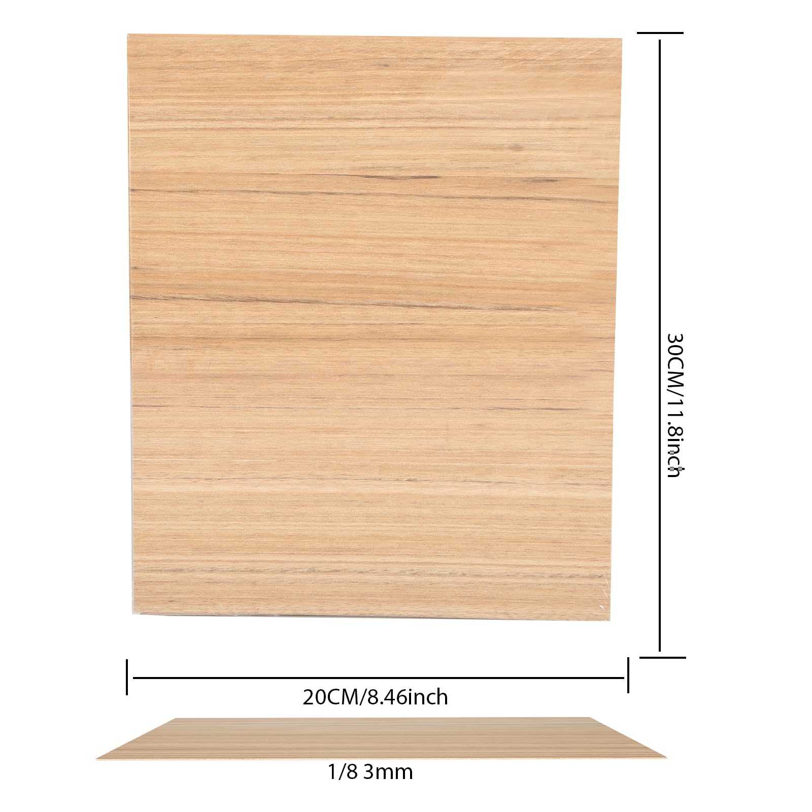 4 placas de madera contrachapada A4, 297 mm x 215 mm x 3 mm, placas de madera contrachapada finas (+/- 0,2 mm) para manualidades, madera, mini casa, barco, avión, modelo