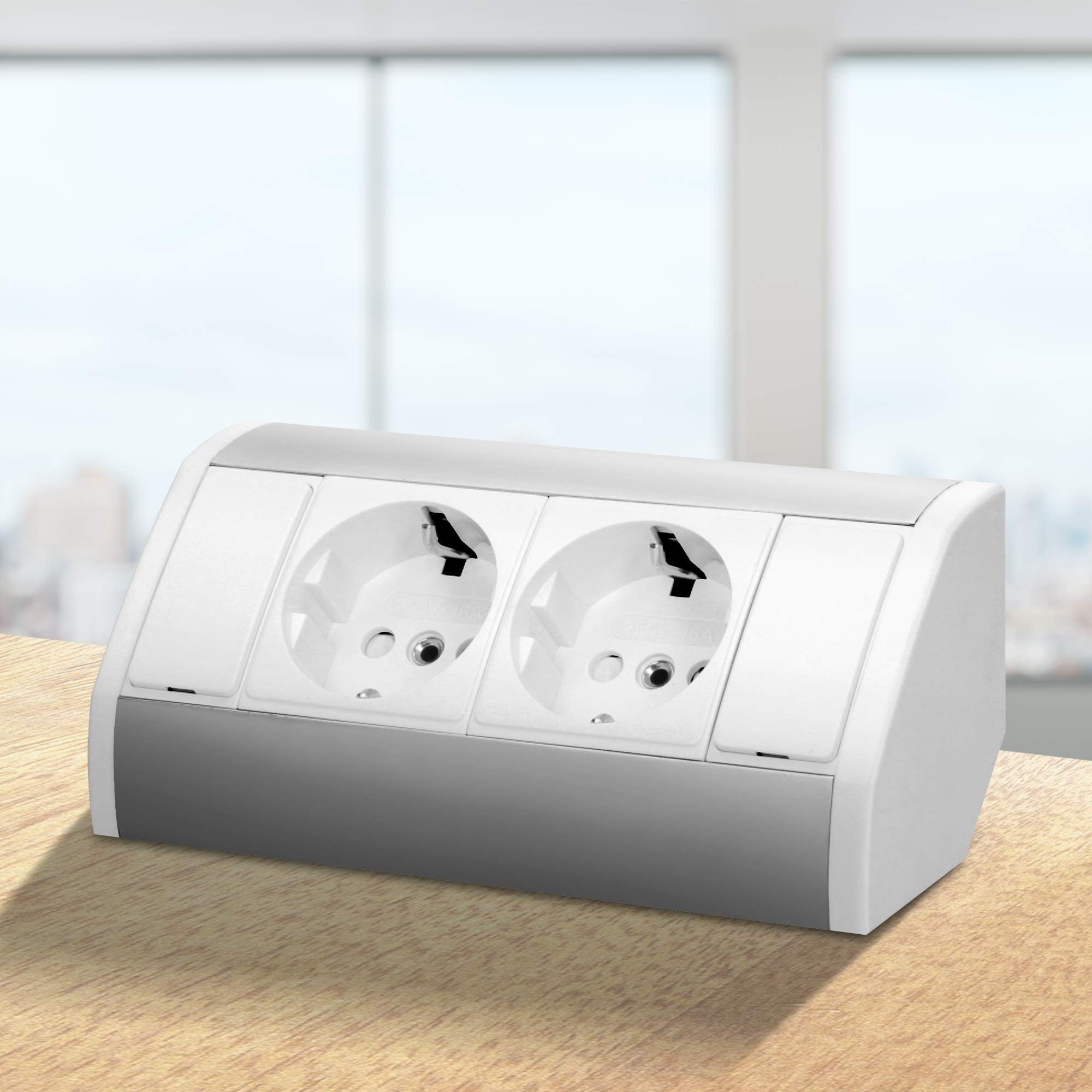 MGA ORNO GM-9002/W-G GS  Prise D'angle 2 Compartiments Avec Interrupteur Et Securite Enfant 45 Montage 2 24667371