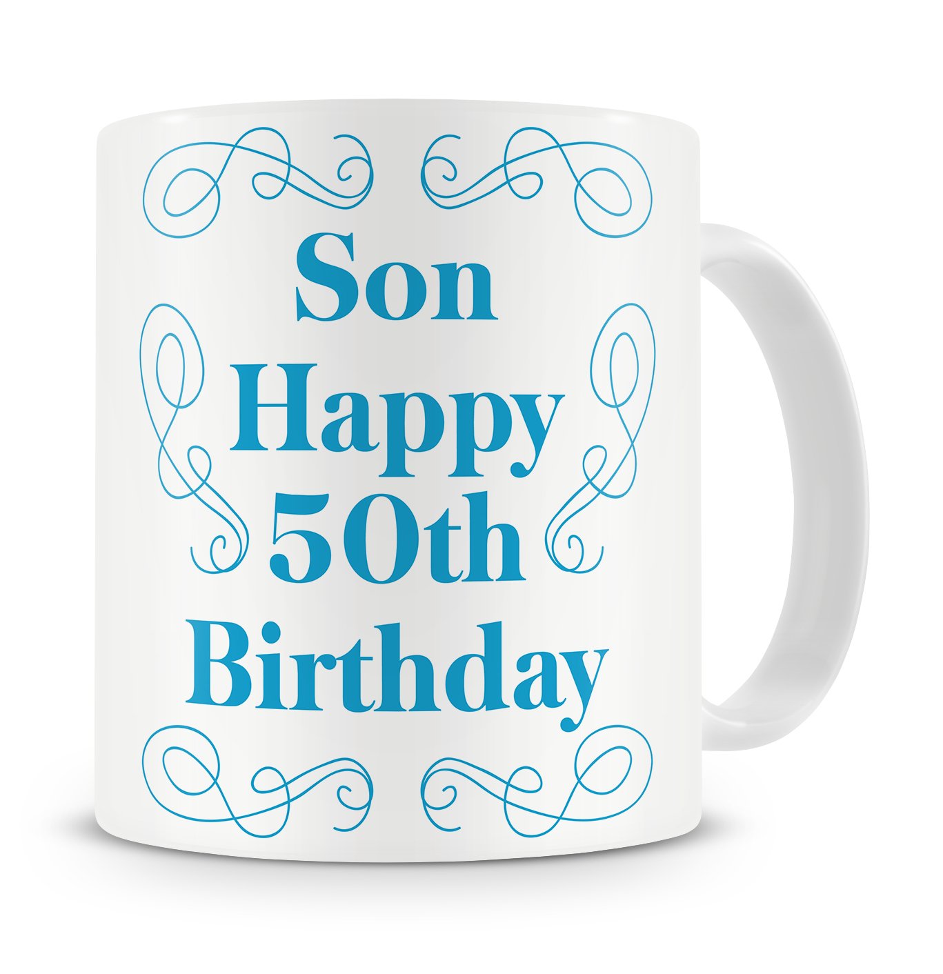 givagiftModern Blue Ceramic Mug - 'Son, Happy 50th Birthday' - 50th Birthday Gift for Son - From Dad/Mum - Dishwasher & Microwave Safe