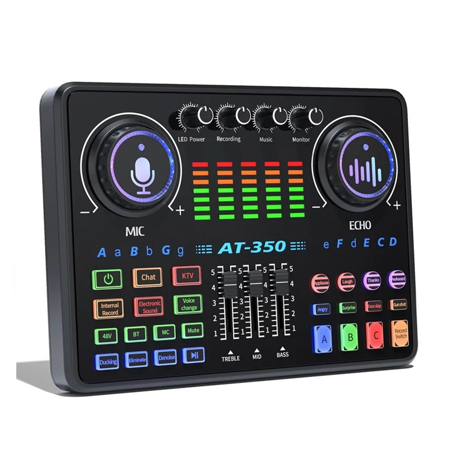 Tarjeta De Sonido En Vivo AT350, Equipo De Podcast, Micrófono Bluetooth, Mezclador De Audio, Mezcladores De Sonido, Cambiador De Voz For Transmisión En Vivo Y Karaoke