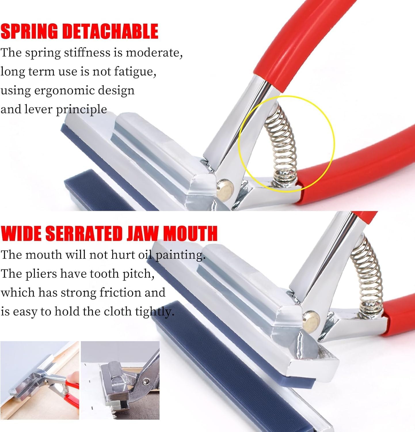 Pixora Canvas Stretching Pliers for Artists, Heavy Duty Gripping Tool with Spring Loaded Handle, Rubberised Serrated Jaw for Frame Stretching & Oil Painting Repair 2