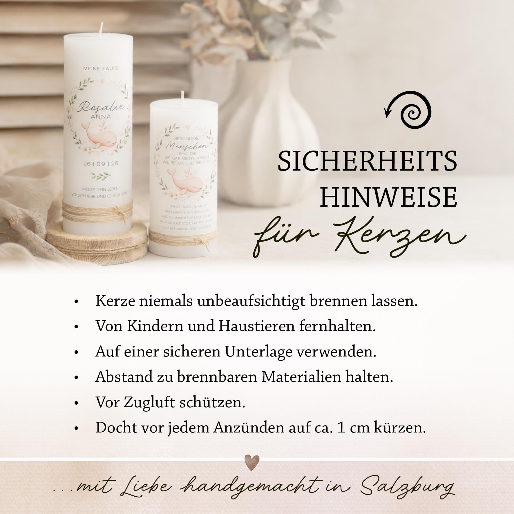 Personalisierte Taufkerze | Moderne handgemachte Kerze mit Name & Datum Junge | Individuelles Taufgeschenk Bub | Hochwertige Rustikkerze | Partenkerze Taufe | Blau Grün Boho (B-Mint)