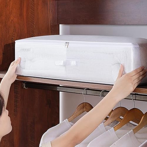 Miniatura 6 de Paquete de 2 contenedores de almacenamiento para debajo de la cama, bolsas de PVC plegables de gran capacidad con cremallera fuerte, 3 asas