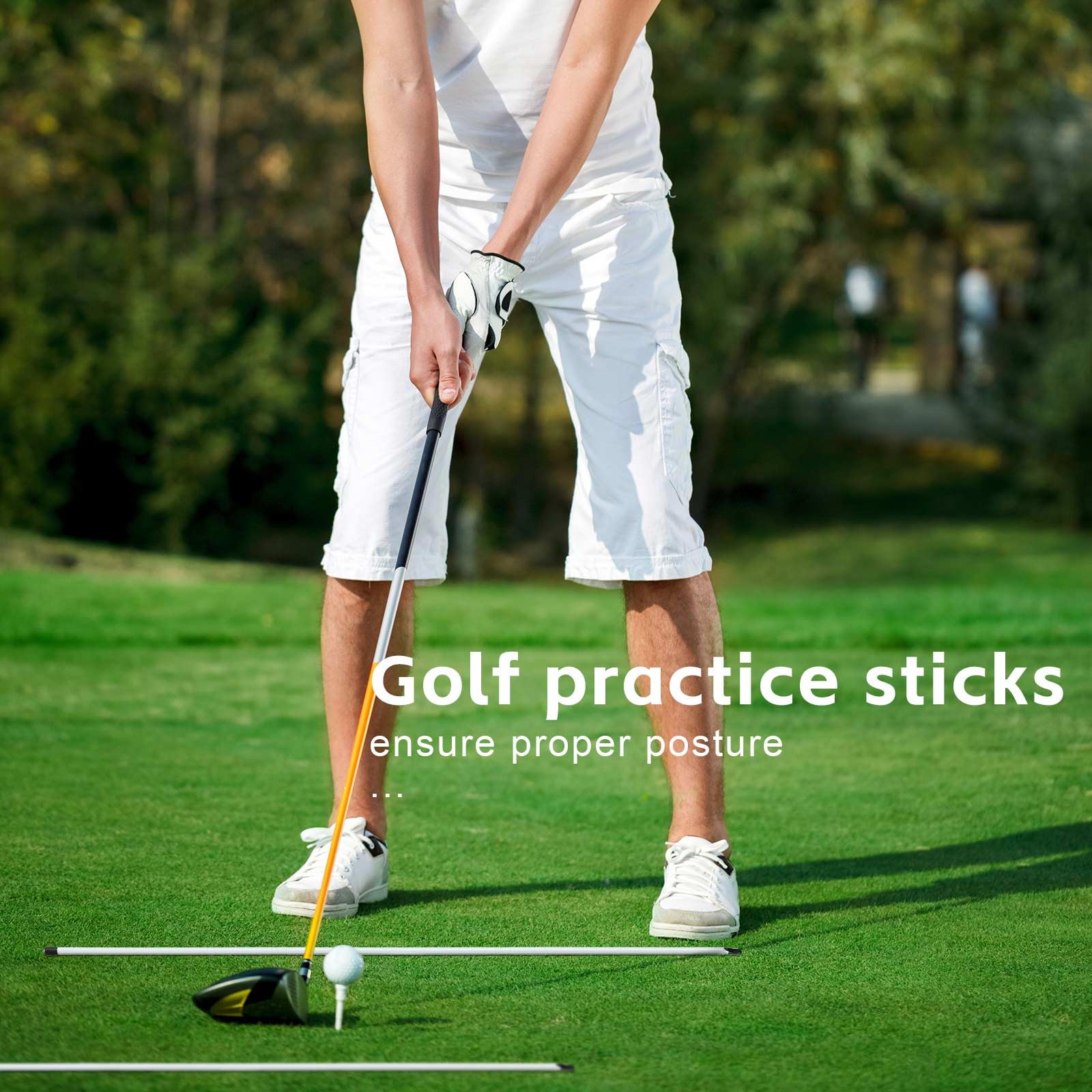 Ihomepark Golf Alignment Sticks, 3 Pack 58”Golf Sticks Alignment Rods, Full Golf Practice Swing Trainer to Align Your Golf Shot, White