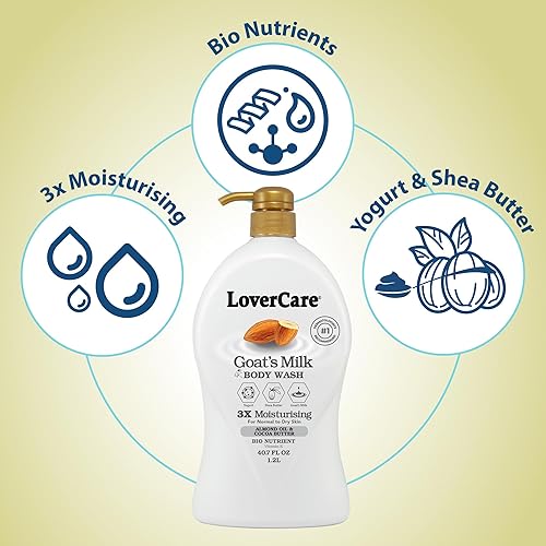 Miniatura 4 de Crema de ducha de leche de cabra 3x hidratante más bio nutriente (aceite de almendras y manteca de cacao) 40.7 fl oz