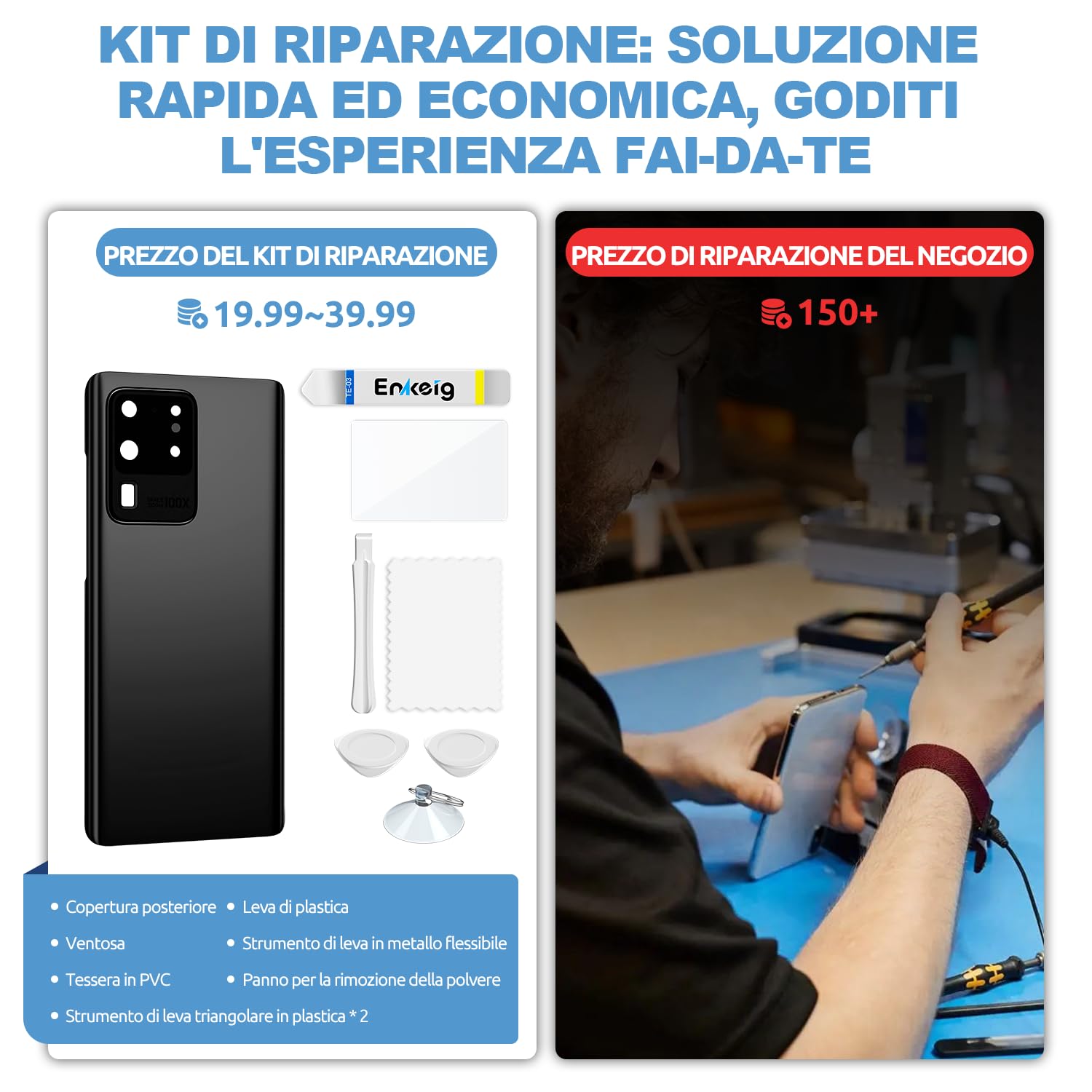 Vetro Posteriore per Samsung Galaxy S20 Ultra G988, Nero | Qualità originale scocca vetro posteriore copribatteria back cover cover posteriore back glass con lente fotocamera kit.